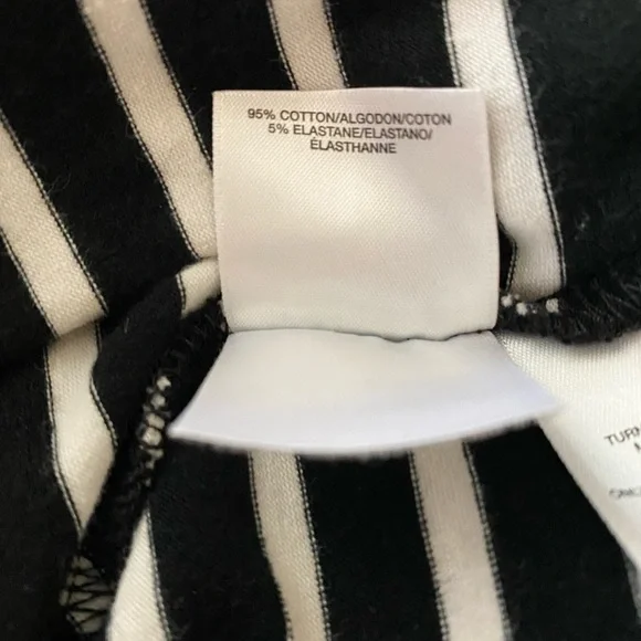 Anne Klein Sport tunic top, cotton, L, black and white stripe, assymetrical. - Picture 6 of 6